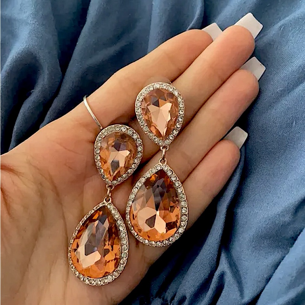 Elegant Salmon Pink Earrings